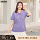 MsShe【減齡刺繡polo衫正肩短袖T恤】大碼女裝2025夏裝胖mm巨顯瘦 帆船刺繡-桔梗紫色現(xiàn)貨 3XL