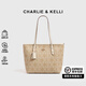 CHARLIE&KELLI CK品牌包包女包輕奢軟皮單肩斜挎包托特包2025新款包包女 米白色