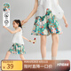 ASK JUNIOR兒童褲子2025夏季新品中大童短褲裙褲碎花休閑褲女童中褲五分褲 綠色 150