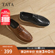 他她（TATA）商務(wù)休閑皮鞋男士軟底真皮工作鞋父親鞋2025春新QFS01AM5 黑色 42