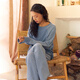 朵朵·可可 彈力針織 經(jīng)典款型 秋冬季磨毛暖感睡衣套裝 灰藍 M (160)