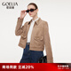 歌莉婭女裝外套2025年新款仿麂皮造型氣質(zhì)通勤短夾克1E1C6K110 91W深杏 M
