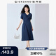 佐丹奴裙子女夏純棉府綢減齡甜美風綁帶V領(lǐng)泡泡袖連衣裙05465321