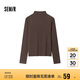 森馬（Semir）長袖T恤女半高領吸濕發(fā)熱抗菌2024冬緊身抓絨打底衫109724101001