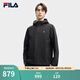 FILA 斐樂(lè)官方男士梭織外套2025夏新款時(shí)尚休閑寬松防水連帽上衣 正黑色-BK XL 180/100A/XL