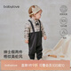 babylove【紡軟織柔】嬰兒連體衣春秋純棉男寶寶哈衣假兩件生日英倫風(fēng)禮服