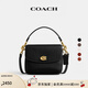 蔻馳（COACH）【專享直降】經(jīng)典標(biāo)志CASSIE19號(hào)單肩包斜挎包翻蓋高級(jí)感夏季女包 黃銅色硬件/黑色（新版）