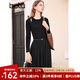 百圖betu女裝秋冬新款連衣裙小香風(fēng)拼接網(wǎng)紗針織連衣裙女2310T95 黑色 S