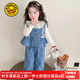 G.DUCKKIDS小黃鴨童裝女童套裝秋裝兒童牛仔衣服女孩子春秋款馬甲牛仔褲套裝 蝴蝶結牛仔三件套 120 尺碼5~6歲【110-120cm】cm
