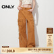 ONLY春夏潮酷工裝風寬松高腰直筒褲休閑褲女|124214025 E13 獅棕色 M (165) 68A