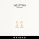 華倫天奴VALENTINO女士 VLOGO SIGNATURE 金屬仿珍珠耳環(huán) 金色/奶油色 均碼