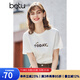 betu百圖女裝春裝新款寬松韓版卡通印花短袖T恤ins潮JD2102T08 白色 S