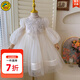 G.DUCKKIDS公主裙女童禮服春秋兒童連衣裙高端輕奢生日禮物女孩婚紗走秀衣服 米色 110 適合100-110cm年齡4-5歲