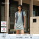 Calvin KleinJeans25春夏女士休閑ck性感修身顯瘦V字POLO領(lǐng)連衣裙47B336GRLX-云藍M
