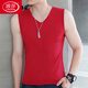 浪莎（LangSha）高檔純棉背心男士V領(lǐng)無(wú)袖t恤純色運動(dòng)寬肩棉打底汗衫坎肩健身潮 紅色 2XL (160斤左右)
