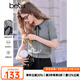 百圖betu女裝2025春夏新款毛針織衫蝴蝶結(jié)綁帶短袖針織衫女2502T06 灰色 L
