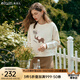 Olrain【七夕】歐芮兒杏色圓領(lǐng)衛(wèi)衣女早秋新款百搭寬松休閑刺繡長(zhǎng)袖 杏色 M