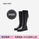 NINE WEST/玖熙長(cháng)筒靴牛皮低跟騎士靴長(cháng)靴女 NG412203CH 黑色(絨里)37