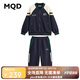 MQD童裝上衣+褲男大童秋季學(xué)院風(fēng)拼接插肩袖棒球領(lǐng)套裝 藏青 160