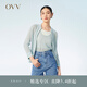 OVV2023春夏新款女裝微透亞麻珠片舒適棒球服款式針織開衫外套 淺藍（凈色）11 M