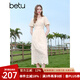 百圖betu女裝2025夏季新款短袖連衣裙柔軟棉質(zhì)刺繡泡泡袖裙子2507T50 杏色 S