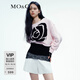 MO&Co.春秋玫瑰提花顆粒感肌理大圓領短款針織衫摩安珂 冰粉色 M 165