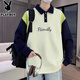 花花公子（PLAYBOY）春秋季2025新款衛(wèi)衣男孩初高中學生長袖POLO衫青少年大童秋裝上衣 藏青 （單件衛(wèi)衣）春秋款 XL 130-145斤左右