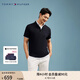 TOMMY HILFIGER【雙面布】夏季男純棉商務(wù)休閑純色翻領(lǐng)短袖T恤POLO衫34785 深藏青DW5 L （推薦：150-165斤）