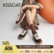 KISSCAT沈月熱巴同款接吻貓25年春摩卡厚底德訓(xùn)鞋內(nèi)增高休閑小白鞋 復(fù)古綠 37