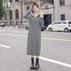 絲柏舍慵懶風(fēng)長(cháng)袖連衣裙女2025秋裝新款時(shí)尚簡(jiǎn)約針織中長(cháng)裙