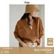 旅途原品（ltyp）真絲襯衫女可水洗皺感干絲無(wú)領(lǐng)蝙蝠袖秋季寬松百搭襯衣 琥珀橘-可水洗真絲 M （現貨）