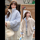 億梵莎棉服女2025新款冬季羊羔絨兩面穿羽棉襖絨服女條紋拼接棉衣厚外套 藍色兩面穿 均碼 （可聯(lián)系客服備注碼數(shù)）
