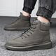 啄木鳥(niǎo)保暖男鞋冬天男士雪地靴保暖網(wǎng)紅棉鞋冬季加絨加厚棉靴皮毛一體男 6188深灰色 腳寬加大一碼 41