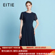 愛(ài)特愛(ài)（EITIE）通勤優(yōu)雅舒適A字裙2025夏季新款減齡純色短袖連衣裙女裝B2507684 深海藍(lán)31 L (165)