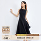 尚都比拉春季氣質(zhì)通勤設(shè)計(jì)解構(gòu)線條收腰顯瘦圓領(lǐng)長款連衣裙 黑色 M 