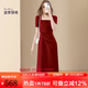 迪菲麗格高級(jí)感紅色連衣裙女2025年夏季新款法式獨(dú)特別致收腰裙子 圖片色 XL