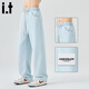 :CHOCOOLATEit淺藍色牛仔褲男青年學(xué)生秋季新款潮牌直筒闊腿長(cháng)褲子 淺藍 L