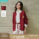 茵曼（INMAN）安可拉紅開(kāi)衫毛衣女2024冬針織外套長(zhǎng)袖上衣 復(fù)古紅 S