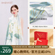 寶石蝶真絲絲巾女100%桑蠶絲圍巾披肩教師節(jié)中秋禮物女生日紅禮盒/荷韻2