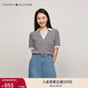 TOMMY HILFIGER春夏女裝萊賽爾微彈休閑通勤條紋純色V領(lǐng)寬松短袖T恤POLO衫 黑白條紋03N S （推薦：100-110斤）