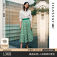 歌力思（ELLASSAY）【童瑤同款】夏季新款高支長(zhǎng)絨棉印花半身裙女EWE342Q01800 綠混搭 S