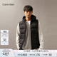Calvin Klein運(yùn)動(dòng)【防水】秋冬男士ck刺繡鴨絨絎縫連帽羽絨背心GMF4O502 BAE-太空黑 S