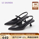 萊爾斯丹【夢(mèng)幻芭比】夏季簡(jiǎn)約粉紅中跟細跟后空涼鞋女鞋瑪麗珍51403 黑色 BKL 37