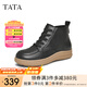 他她（TATA）厚底英倫馬丁靴女靴子氣質(zhì)黑色早秋短靴新款7A442DD4 黑色 37