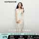 紅袖皺感緞面連衣裙2025春季新款女裝圓領(lǐng)修身顯瘦氣質(zhì)垂感背心長裙 米白004 L