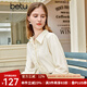 百圖betu女裝秋季新款襯衫法式翻領(lǐng)蕾絲邊氣質(zhì)長袖襯衫女2309T50 杏色 S