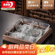 青蘋(píng)果果盤(pán)家用客廳茶幾干果零食擺放盤(pán)玻璃小吃盤(pán) 錘紋碗x4+四格桐木盤(pán)