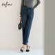 伊芙麗（eifini）朱珠代言萬(wàn)向彈牛仔面料爆款升級寬腳口設計煙管褲2025秋裝新款 深藍 M
