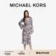MICHAEL KORS邁克高仕 MK 女士棕櫚印花長(cháng)款連衣裙 含腰鏈 黑色/白色 048 S