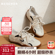 森達（SENDA）王楚然同款月牙鞋德訓鞋女2025春季新款商場(chǎng)同款休閑板鞋4NR26AM5 網(wǎng)面-月牙白 38